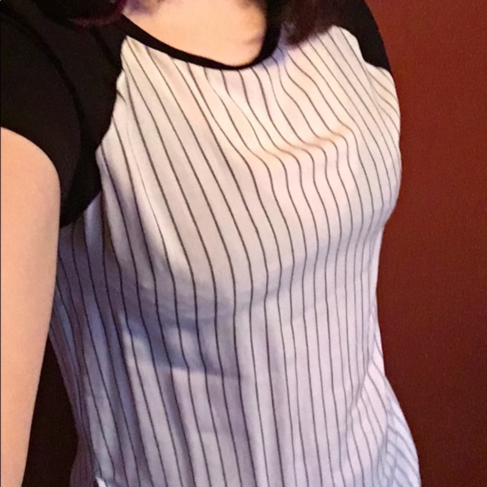 Striped Sheer Baseball Style Tee